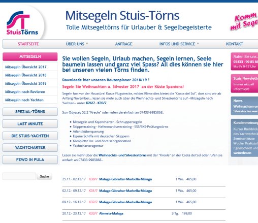 Mitsegeln und Yachtcharter | Tolle Segeltörns für Urlauber und Segelbegeisterte STUIS TÖRNS GmbH öffnungszeit