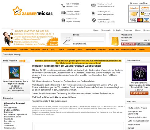 Zaubertrick24 &ouml;ffnungszeit