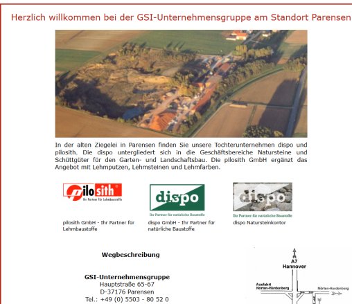 GSI Unternehmensgruppe am Standort Parensen GSI KG öffnungszeit