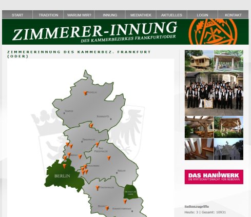 Zimmererinnung des Kammerbezirkes Frankfurt (Oder)  öffnungszeit