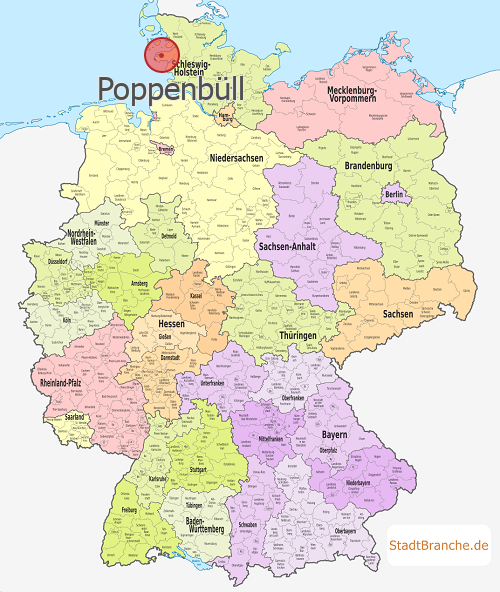 Poppenbüll Karte Landkreis Nordfriesland Schleswig-Holstein