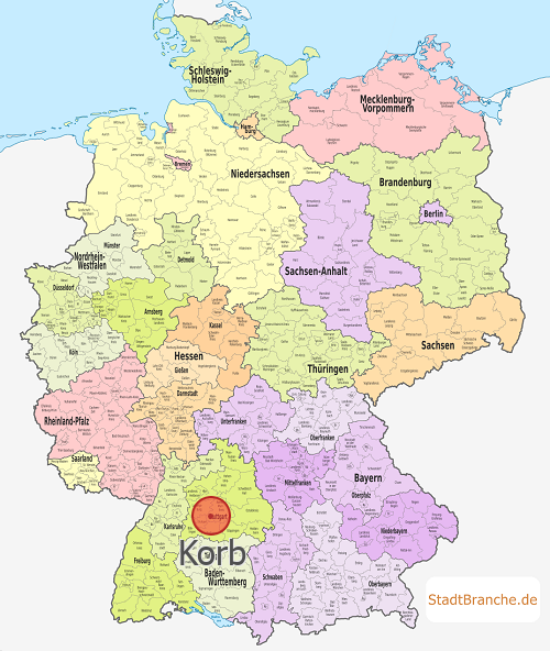 Korb Karte Rems-Murr-Kreis Baden-Württemberg