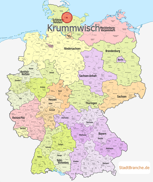 Krummwisch Karte Landkreis Rendsburg-Eckernförde Schleswig-Holstein