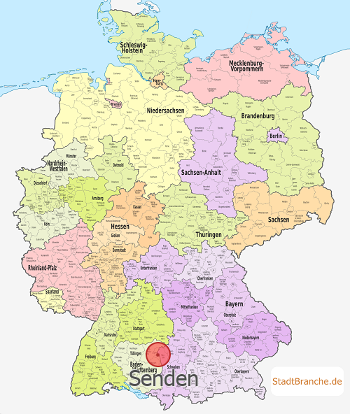 Senden Karte Landkreis Neu-Ulm Bayern