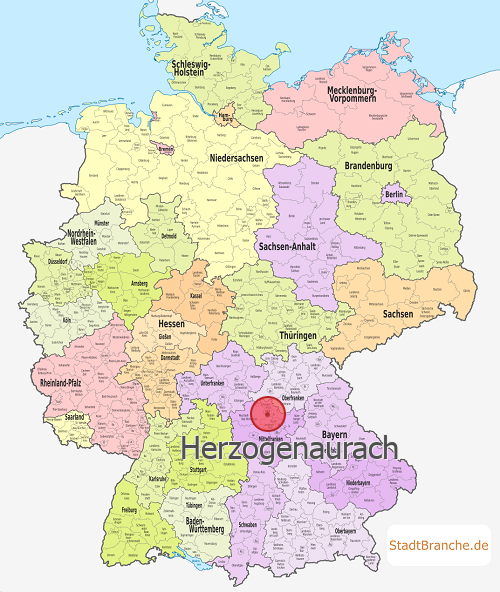 Herzogenaurach Karte Landkreis Erlangen-Höchstadt Bayern