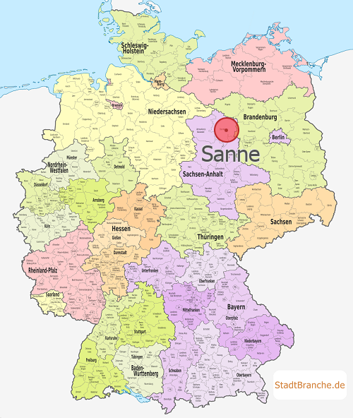 Sanne Karte Landkreis Stendal Sachsen-Anhalt
