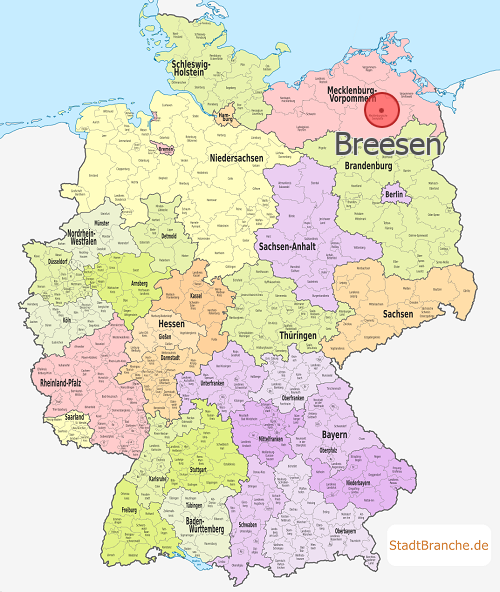 Breesen Karte Landkreis Demmin Mecklenburg-Vorpommern