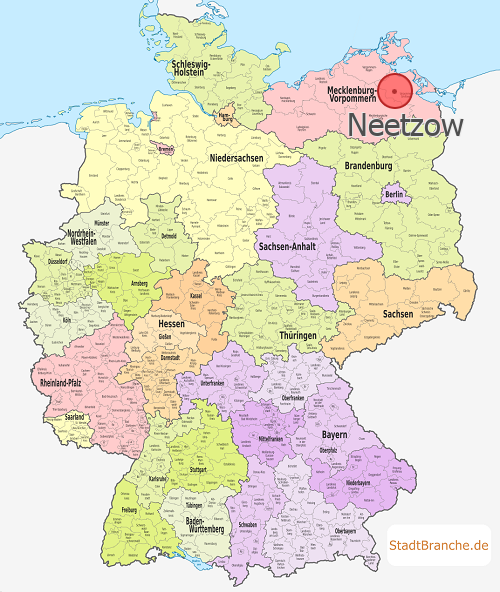 Neetzow Karte Landkreis Ostvorpommern Mecklenburg-Vorpommern