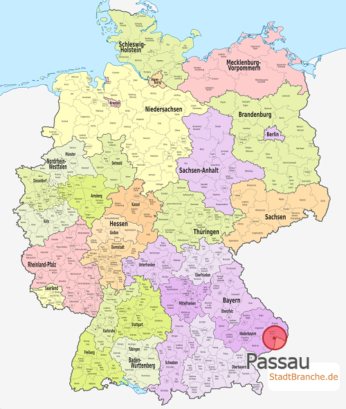 Passau Karte Kreisfreie Stadt Passau Bayern