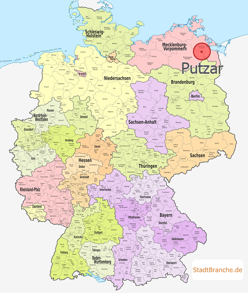 Putzar Karte Landkreis Ostvorpommern Mecklenburg-Vorpommern
