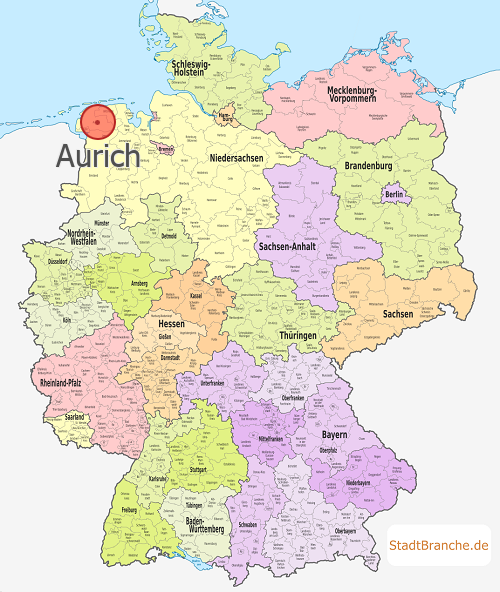 Aurich Karte Landkreis Aurich Niedersachsen