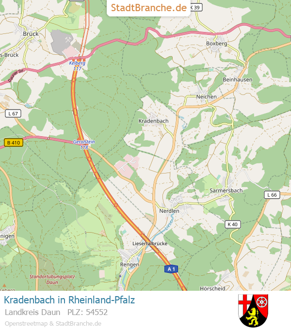 Kradenbach Stadtplan Landkreis Daun Rheinland-Pfalz