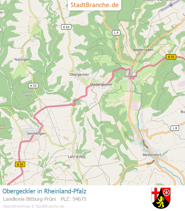 Obergeckler Stadtplan Landkreis Bitburg-Prüm Rheinland-Pfalz