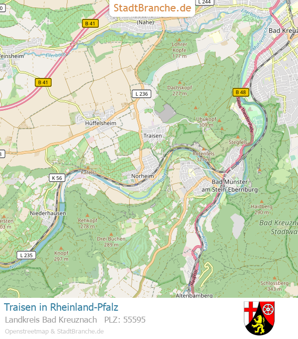 Traisen Stadtplan Landkreis Bad Kreuznach Rheinland-Pfalz