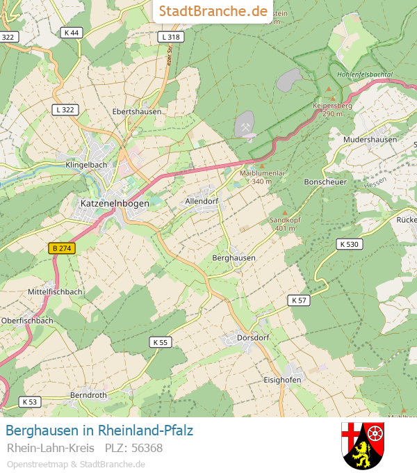 Berghausen Stadtplan Rhein-Lahn-Kreis Rheinland-Pfalz