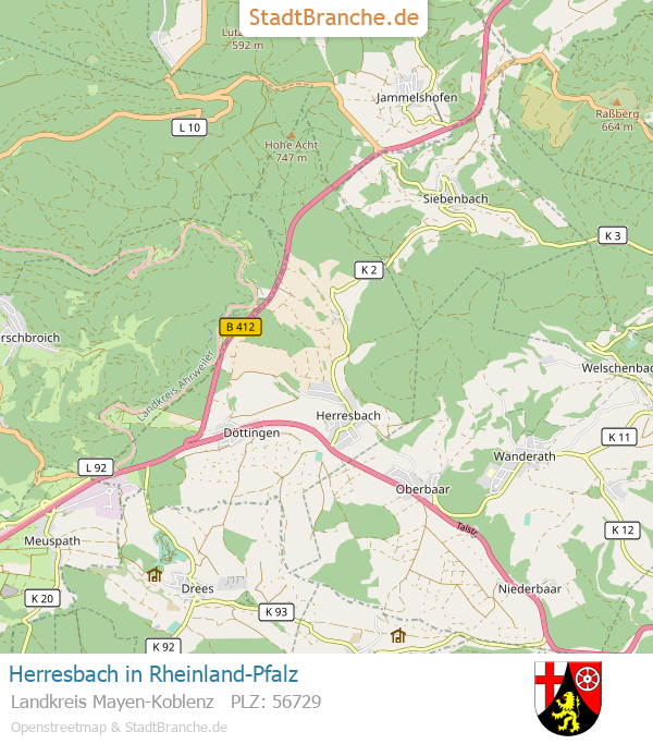 Herresbach Stadtplan Landkreis Mayen-Koblenz Rheinland-Pfalz