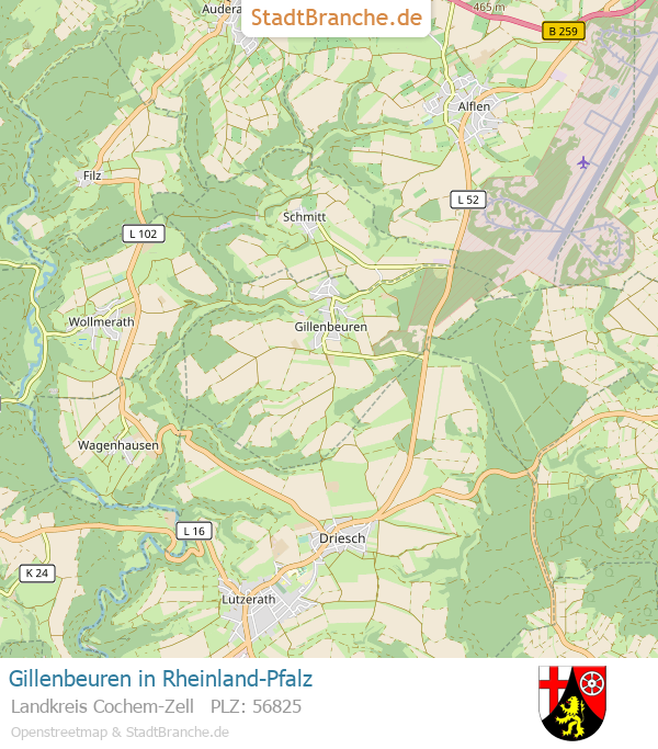 Gillenbeuren Stadtplan Landkreis Cochem-Zell Rheinland-Pfalz