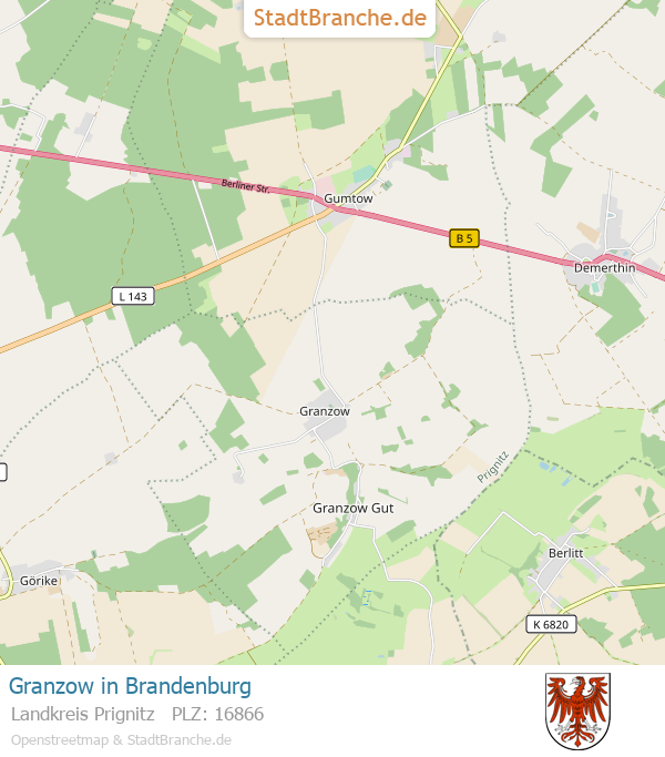 Granzow Stadtplan Landkreis Prignitz Brandenburg