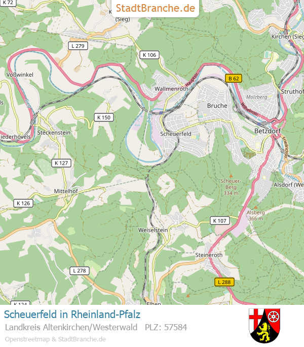 Scheuerfeld Stadtplan Landkreis Altenkirchen/Westerwald Rheinland-Pfalz