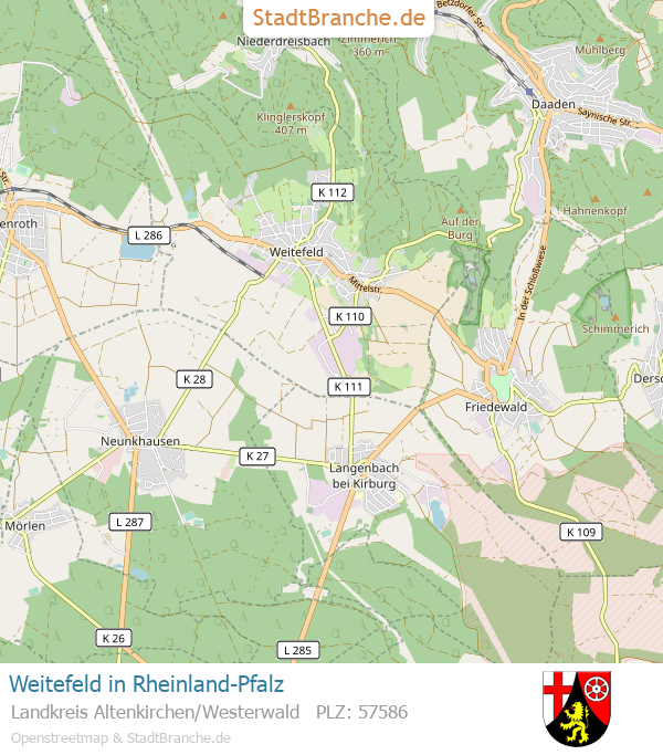 Weitefeld Stadtplan Landkreis Altenkirchen/Westerwald Rheinland-Pfalz