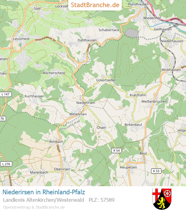 Niederirsen Stadtplan Landkreis Altenkirchen/Westerwald Rheinland-Pfalz