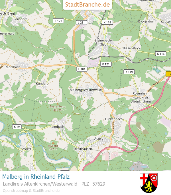 Malberg Stadtplan Landkreis Altenkirchen/Westerwald Rheinland-Pfalz