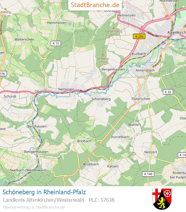 Schöneberg Stadtplan Landkreis Altenkirchen/Westerwald Rheinland-Pfalz