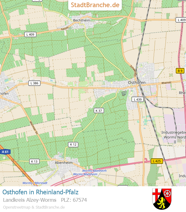 Osthofen Stadtplan Landkreis Alzey-Worms Rheinland-Pfalz