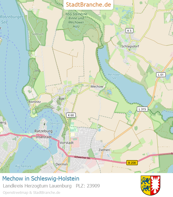 Mechow Stadtplan Landkreis Herzogtum Lauenburg Schleswig-Holstein