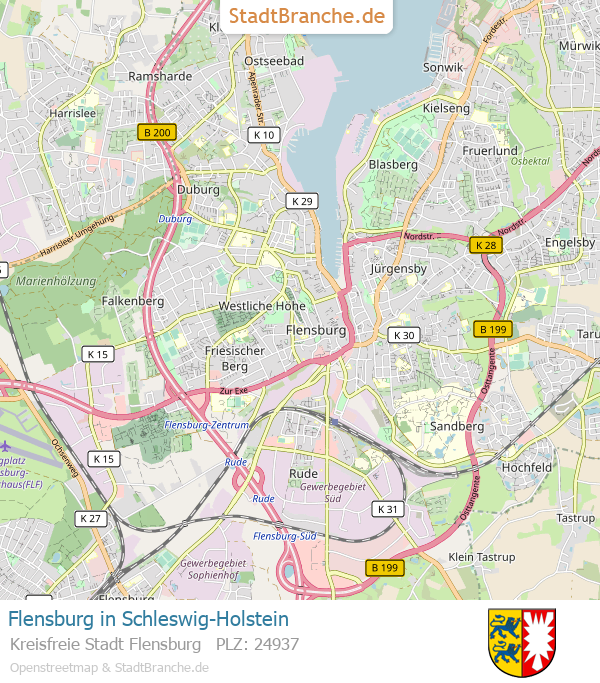 Flensburg Stadtplan Kreisfreie Stadt Flensburg Schleswig-Holstein
