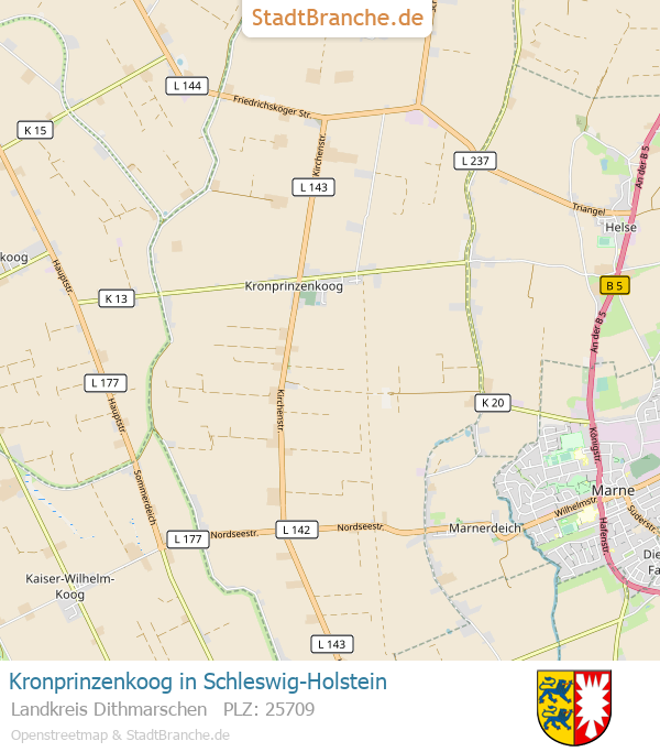 Kronprinzenkoog Stadtplan Landkreis Dithmarschen Schleswig-Holstein