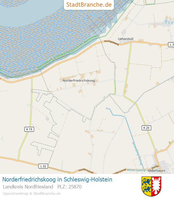 Norderfriedrichskoog Stadtplan Landkreis Nordfriesland Schleswig-Holstein