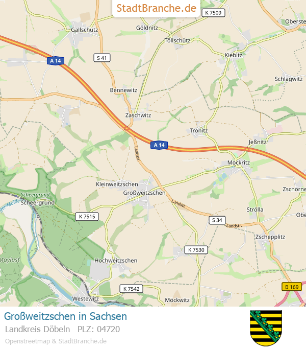 Großweitzschen Stadtplan Landkreis Döbeln Sachsen