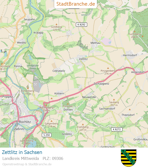 Zettlitz Stadtplan Landkreis Mittweida Sachsen
