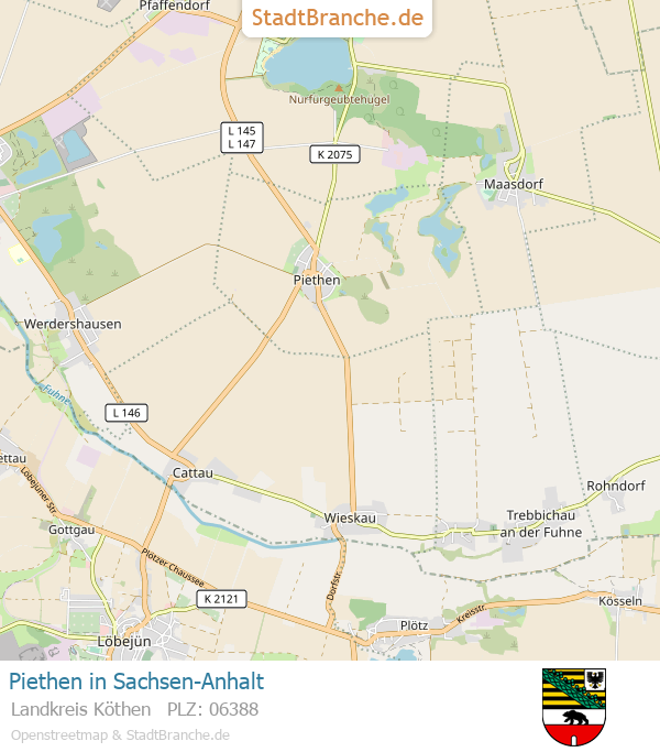 Piethen Stadtplan Landkreis Köthen Sachsen-Anhalt
