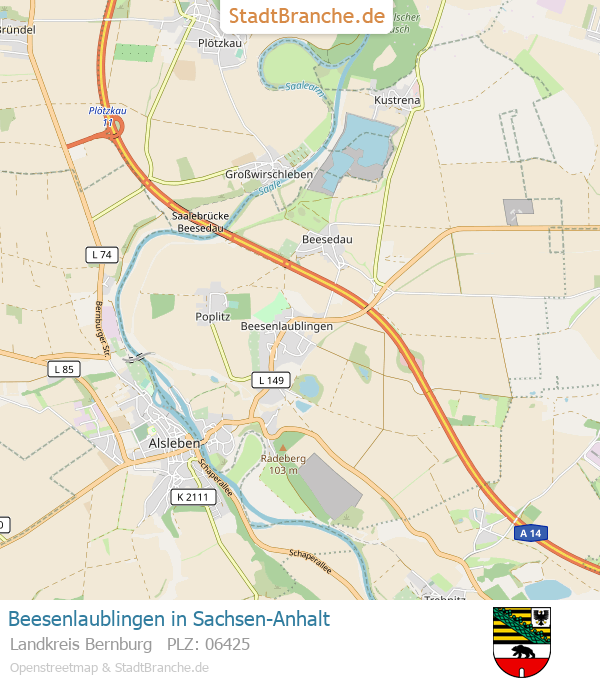 Beesenlaublingen Stadtplan Landkreis Bernburg Sachsen-Anhalt
