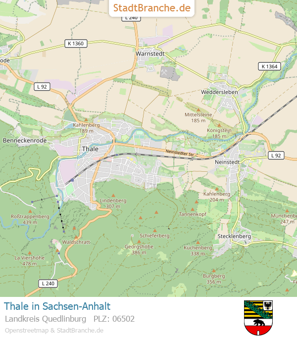 Thale Stadtplan Landkreis Quedlinburg Sachsen-Anhalt