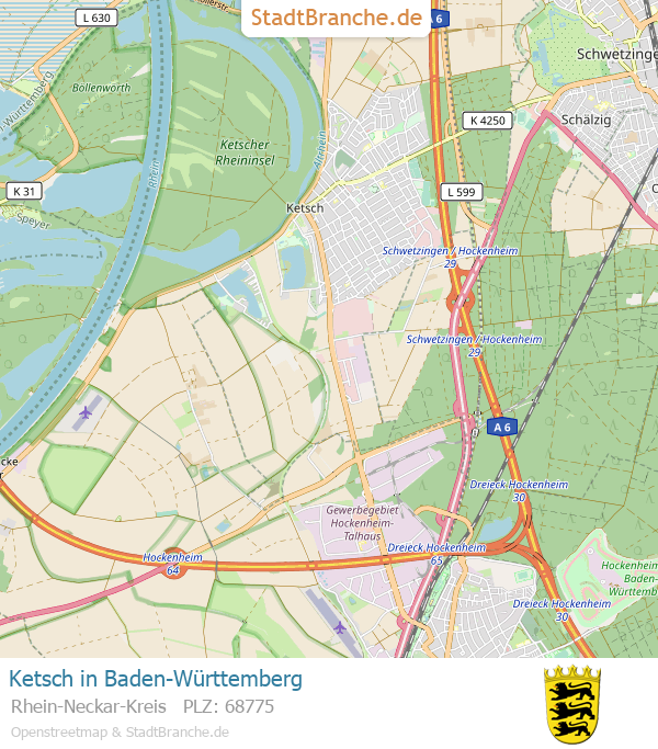 Ketsch Stadtplan Rhein-Neckar-Kreis Baden-Württemberg