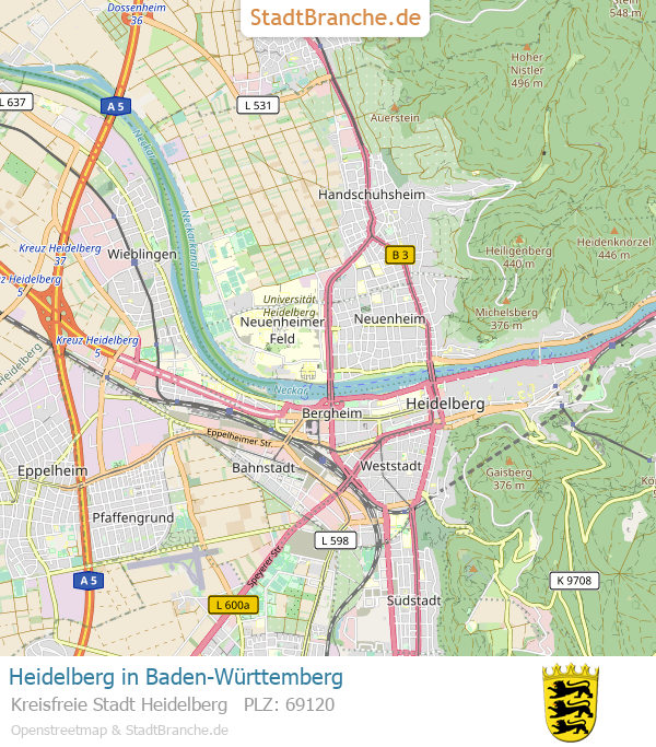 Heidelberg Stadtplan Kreisfreie Stadt Heidelberg Baden-Württemberg