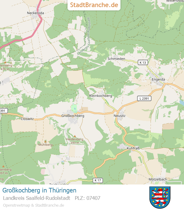 Großkochberg Stadtplan Landkreis Saalfeld-Rudolstadt Thüringen