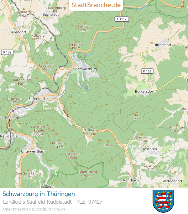 Schwarzburg Stadtplan Landkreis Saalfeld-Rudolstadt Thüringen