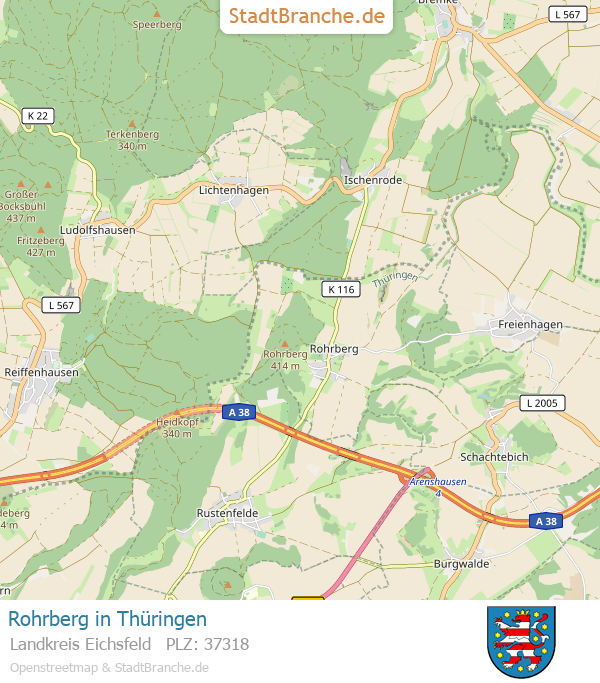 Rohrberg Stadtplan Landkreis Eichsfeld Thüringen
