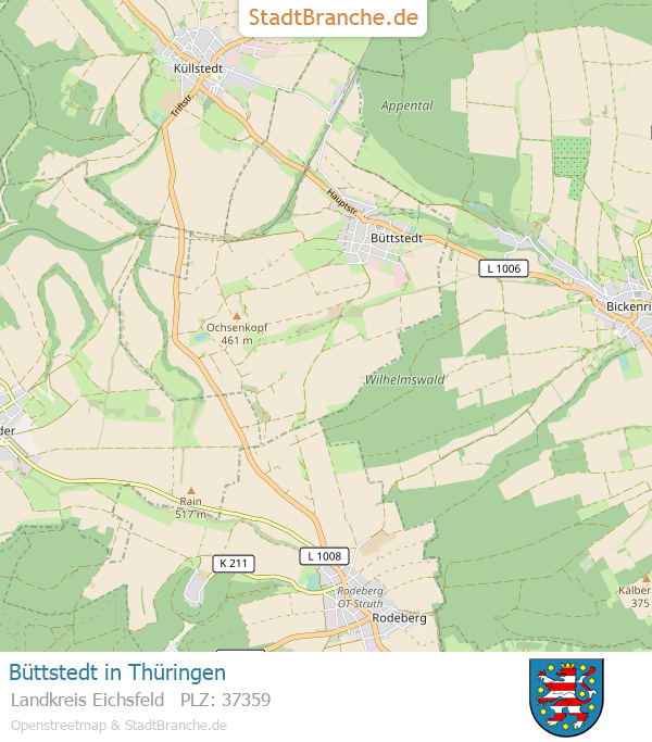 Büttstedt Stadtplan Landkreis Eichsfeld Thüringen