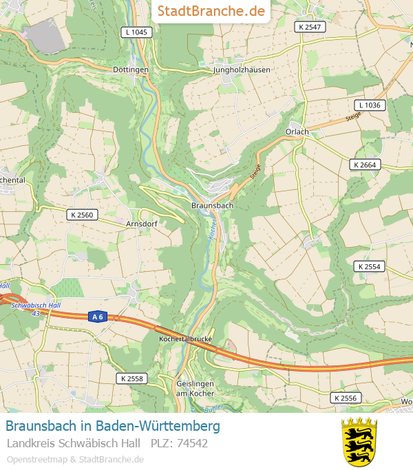Braunsbach Stadtplan Landkreis Schwäbisch Hall Baden-Württemberg