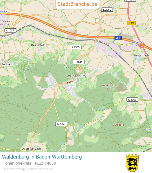 Waldenburg Stadtplan Hohenlohekreis Baden-Württemberg