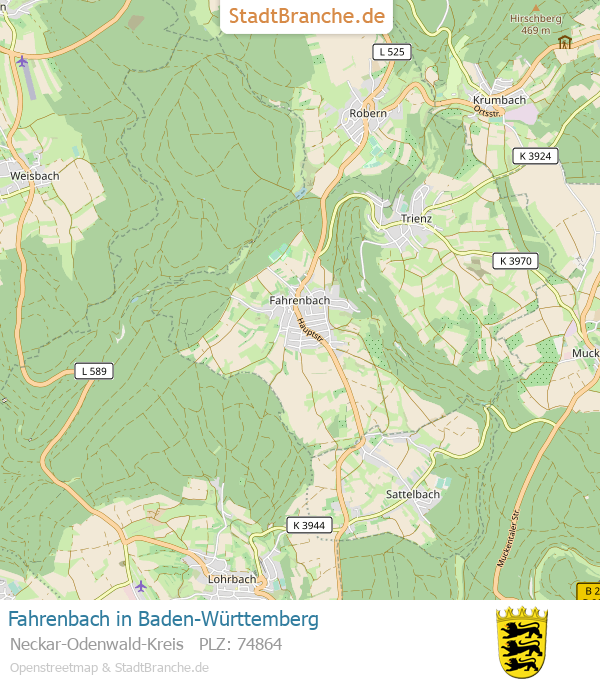 Fahrenbach Stadtplan Neckar-Odenwald-Kreis Baden-Württemberg