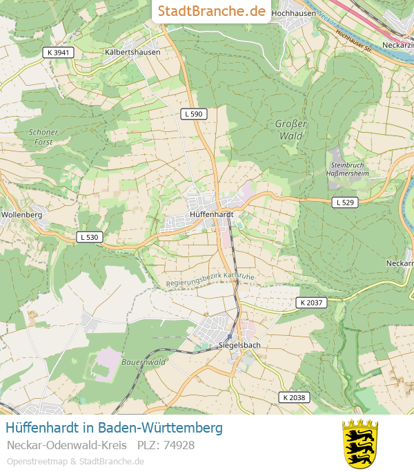 Hüffenhardt Stadtplan Neckar-Odenwald-Kreis Baden-Württemberg