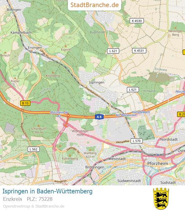 Ispringen Stadtplan Enzkreis Baden-Württemberg