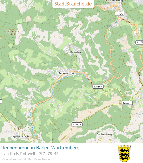 Tennenbronn Stadtplan Landkreis Rottweil Baden-Württemberg