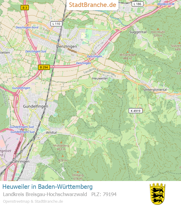 Heuweiler Stadtplan Landkreis Breisgau-Hochschwarzwald Baden-Württemberg